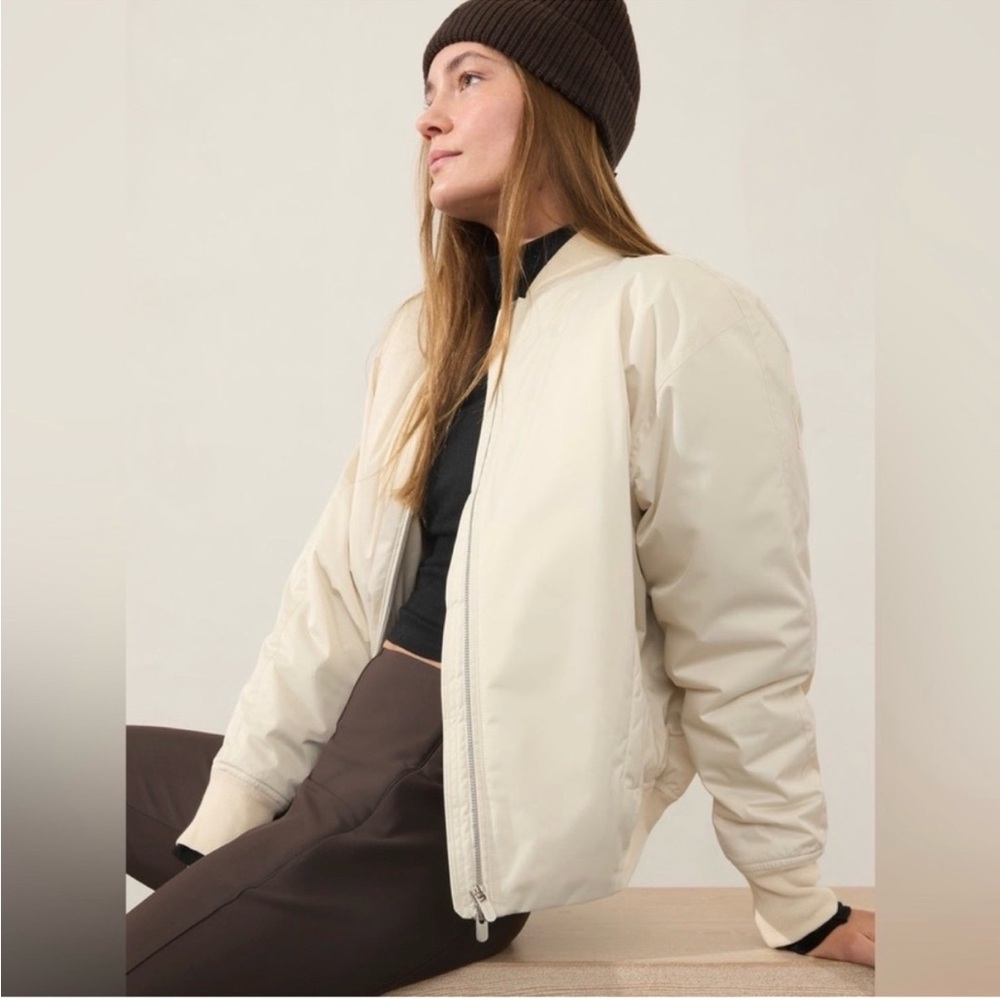 Athleta Women's Off-White sateen Bomber Jacket xl tall